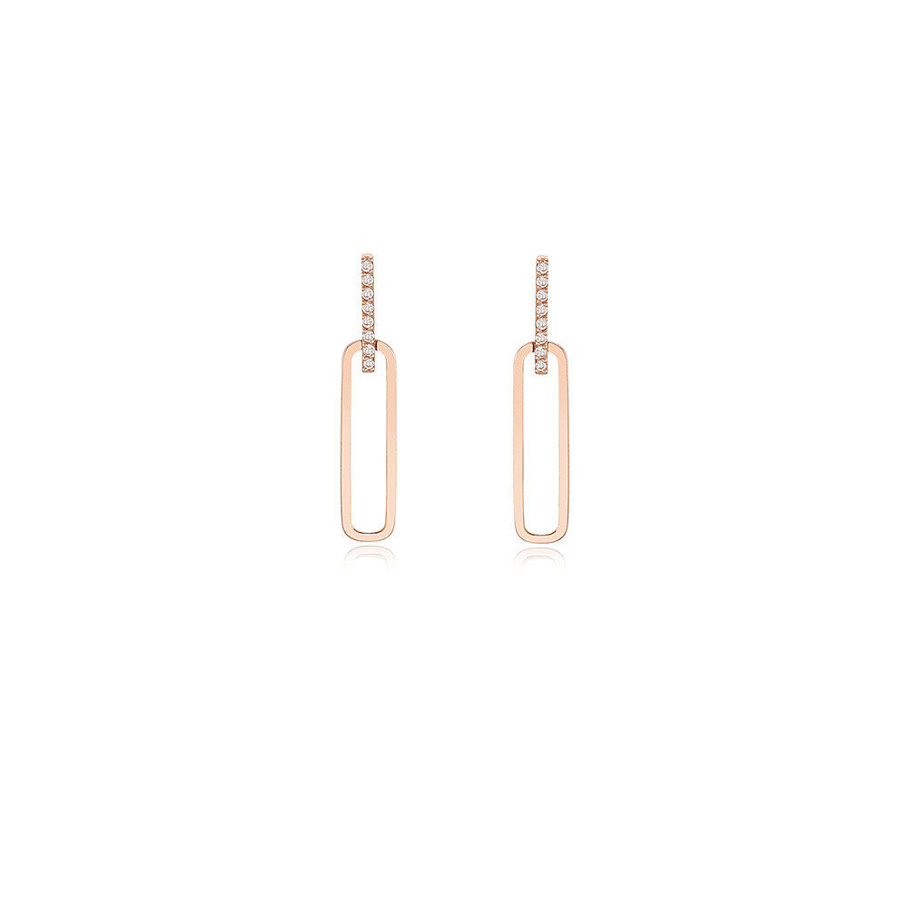 Rectangle CZ Gold Statement Earrings